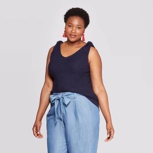 Ava & Viv V-Neck Sweater Tank Top New